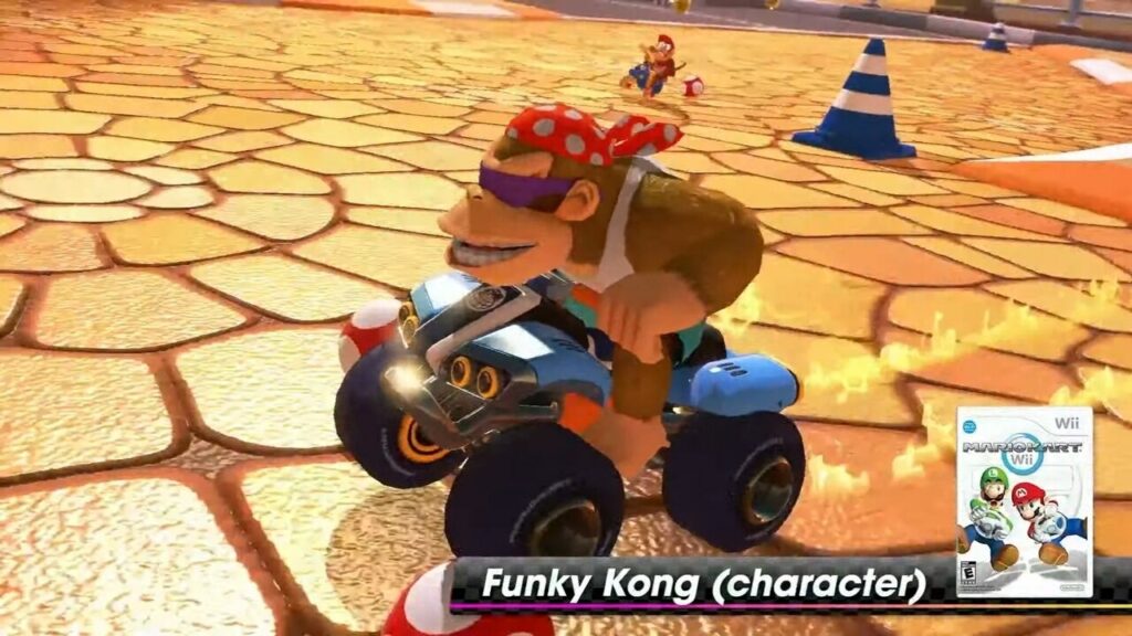 Funky Kong in Mario Kart 8. 