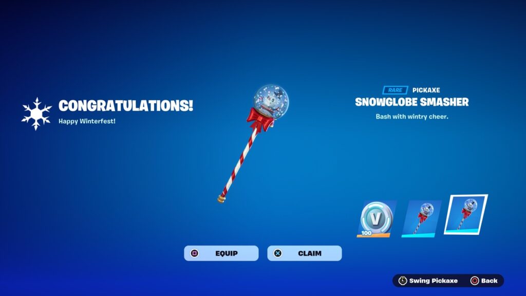 Die Schneekugel-Smasher-Spitzhacke ist in Fortnite zu gewinnen