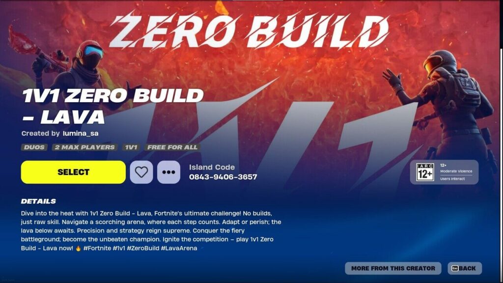 1v1 Zero Build – Lava