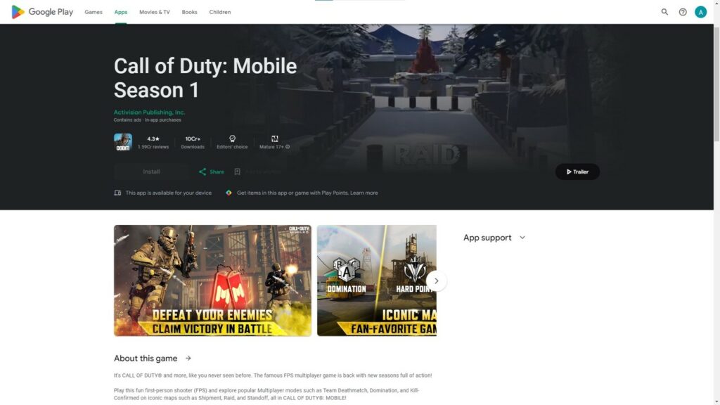 Call of Duty: Mobile im Google Play Store