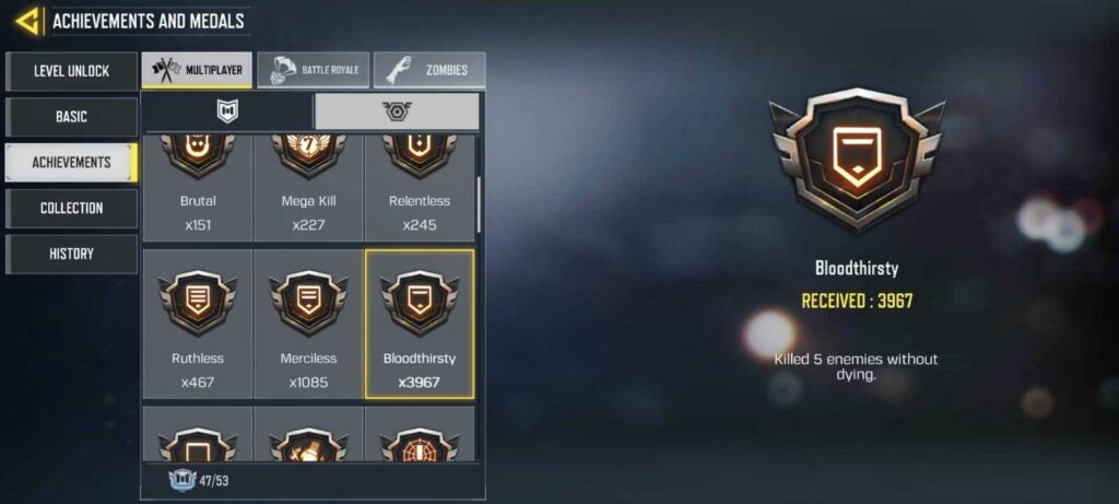 Blutrünstige Medaille in Call of Duty: Mobile