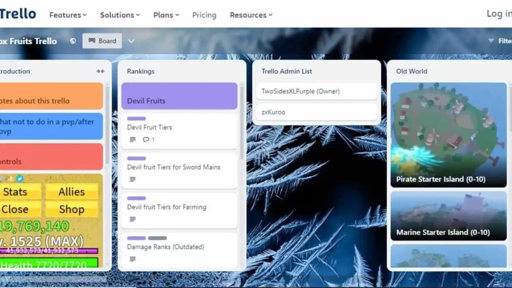 Blox Fruits – Trello-Board 