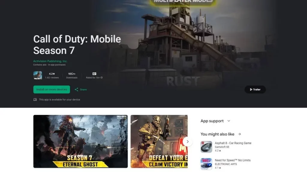 Verwenden der Download-Links für COD Mobile Season 7