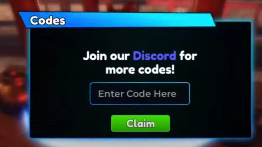 Einlösefenster für Anime Royale Codes 