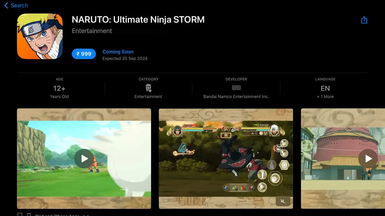 Naruto: Ultimate Ninja Storm – App Store (Bild über Apple/Bandai Namco Entertainment Inc.)