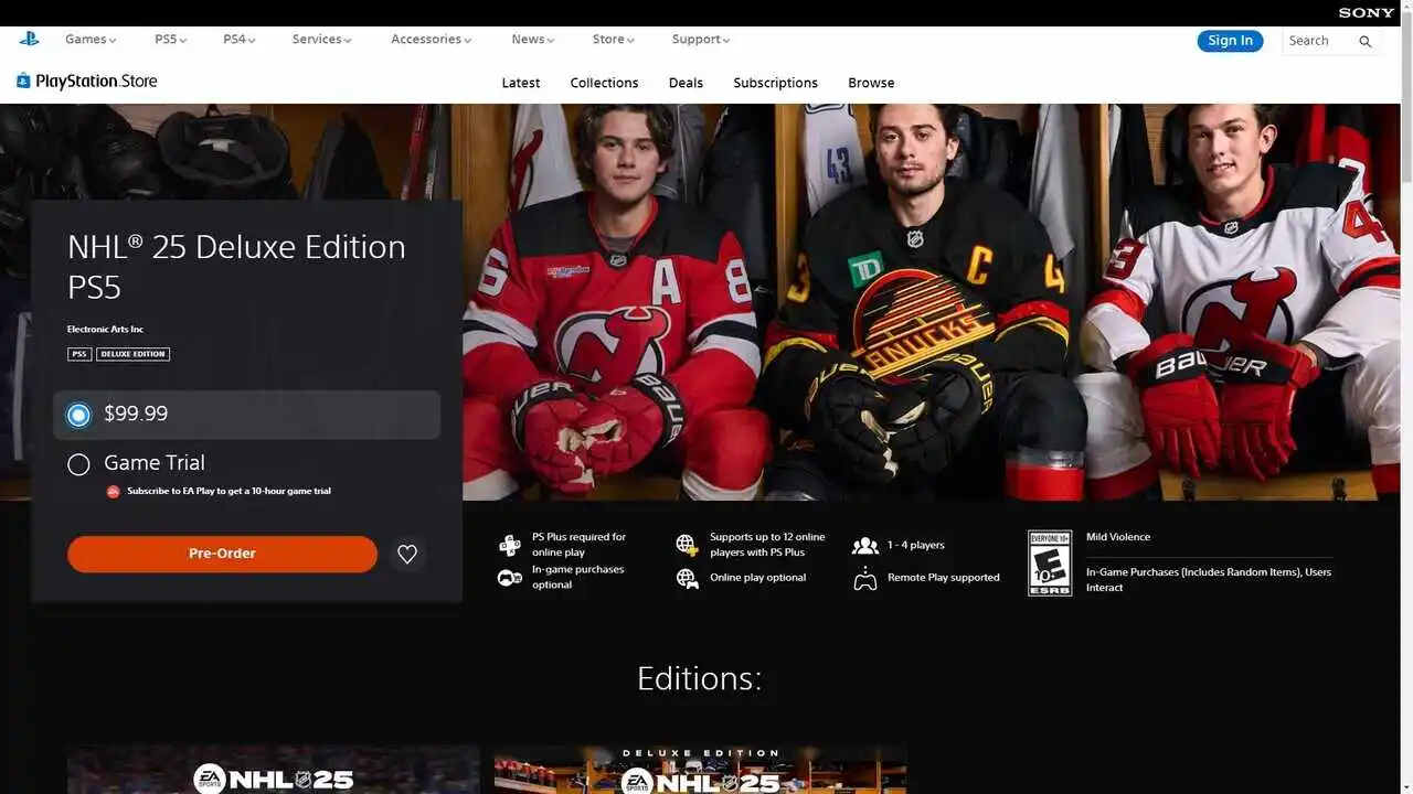 NHL 25 auf PlayStation 5