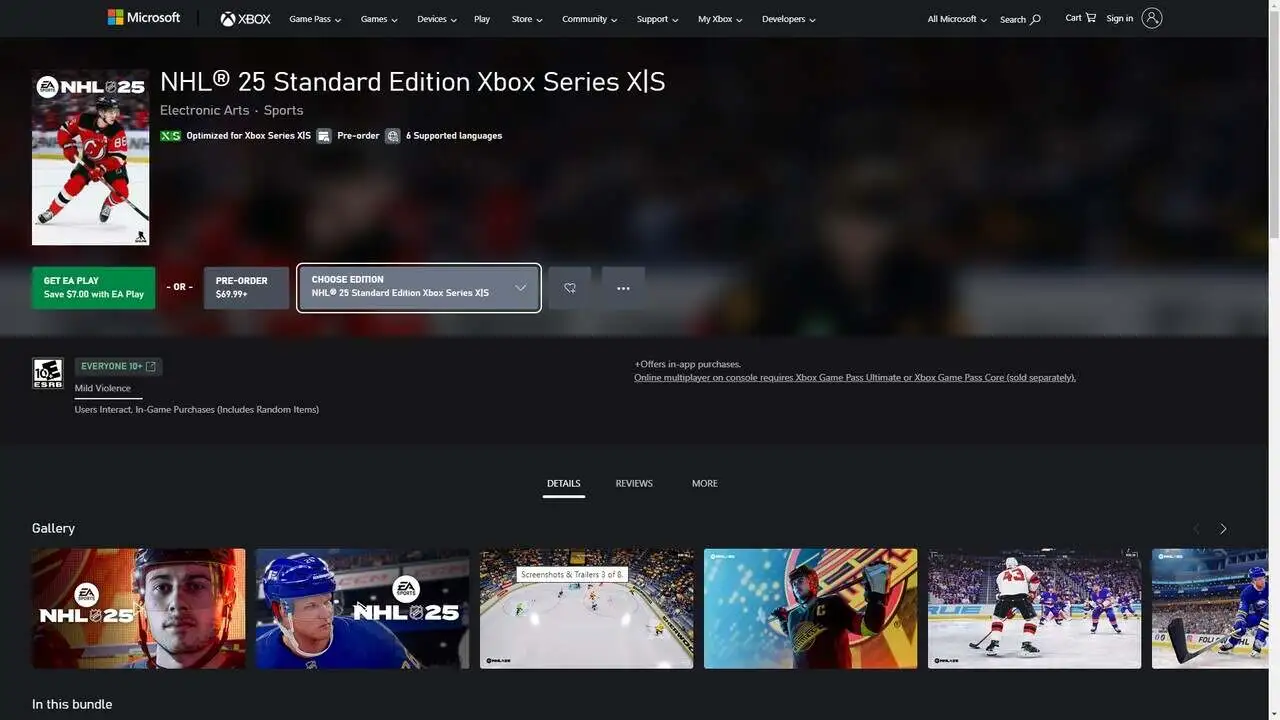 NHL 25 auf Xbox