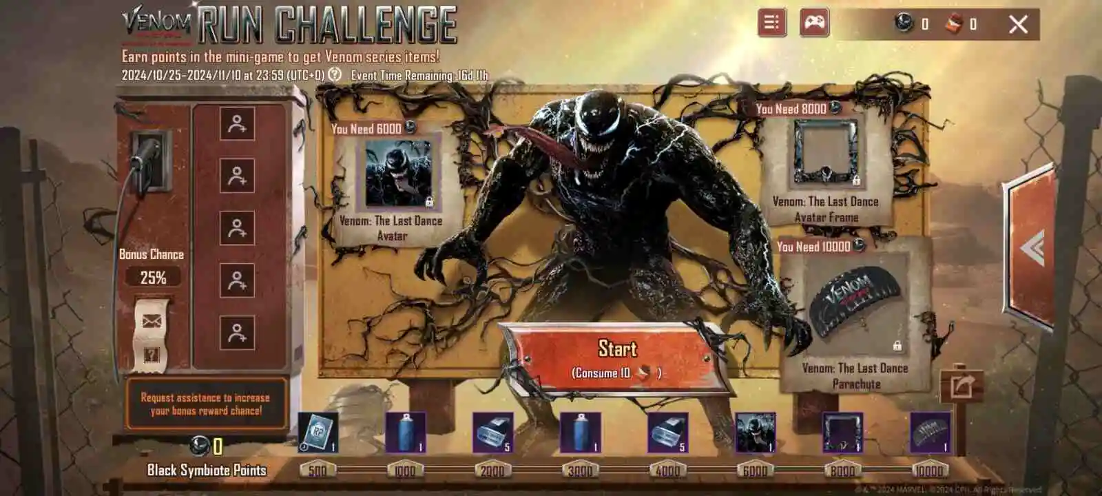 Alle Belohnungen der Run Challenge Venom-Serie