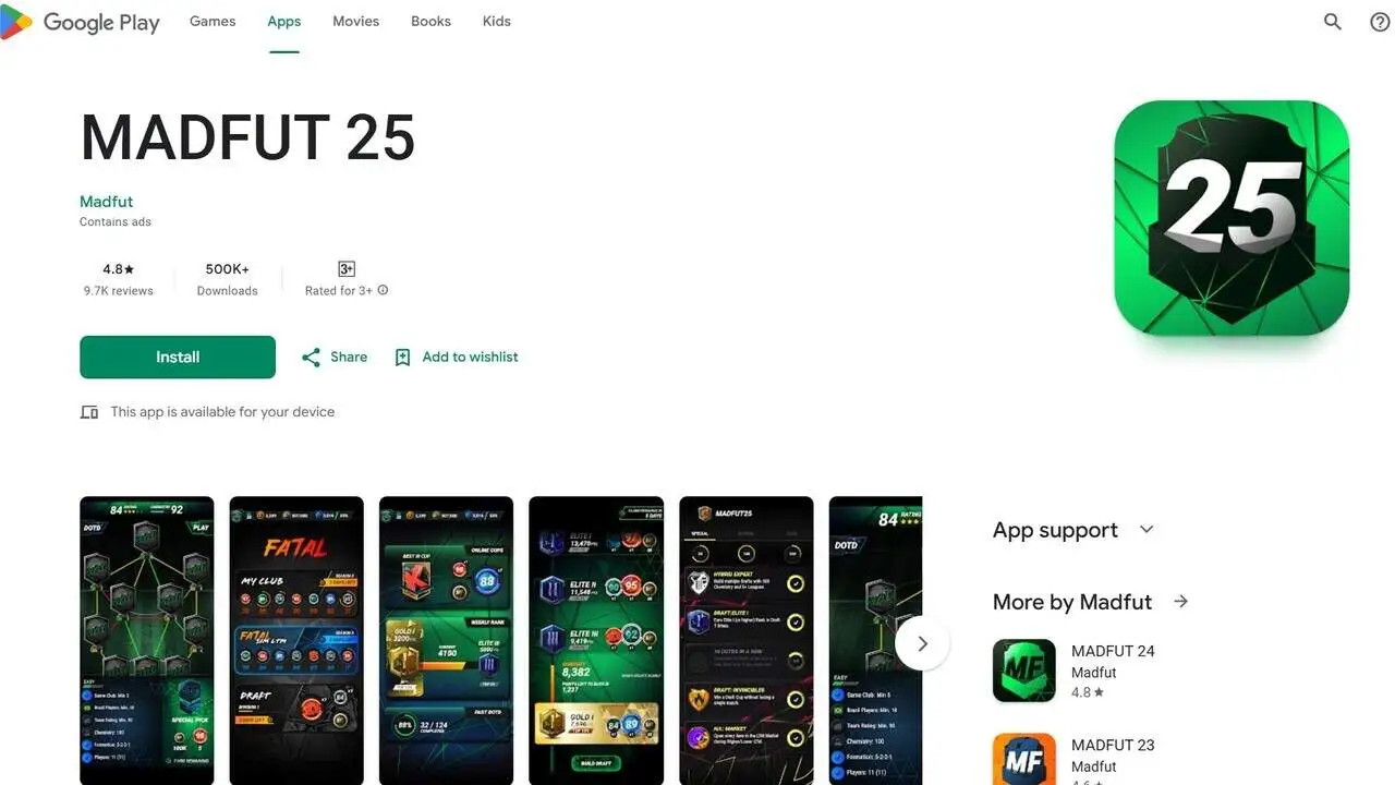 Madfut 25 im Google Play Store