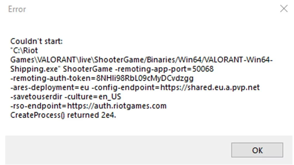 Valorant konnte nicht gestartet werden. Fehler