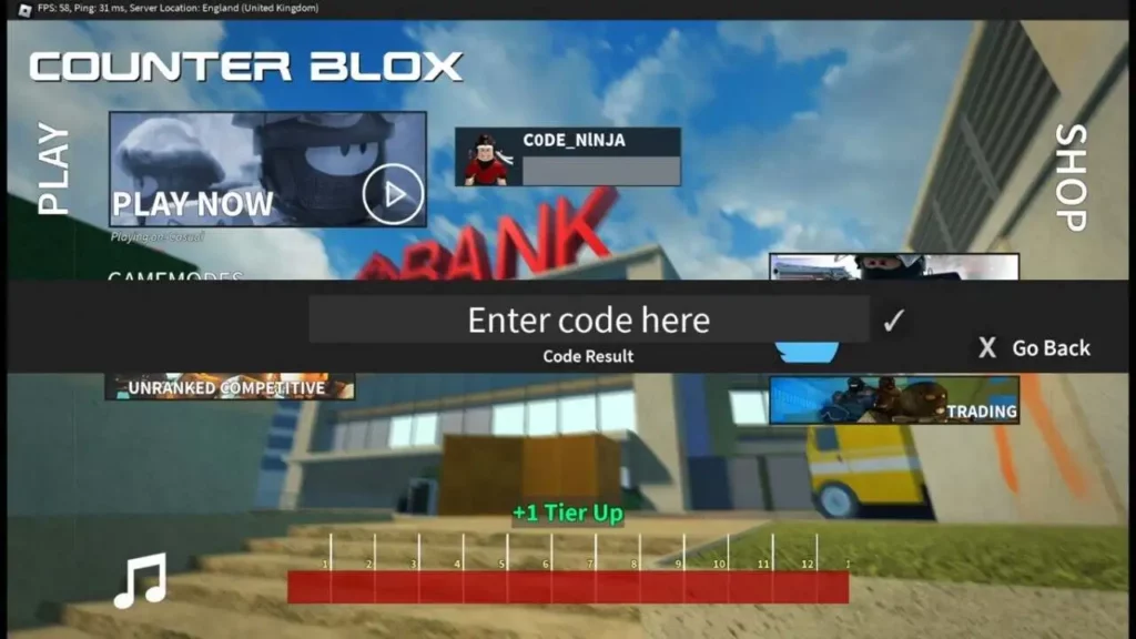 Vorgang zum Einlösen der Counter-Blox-Codes 