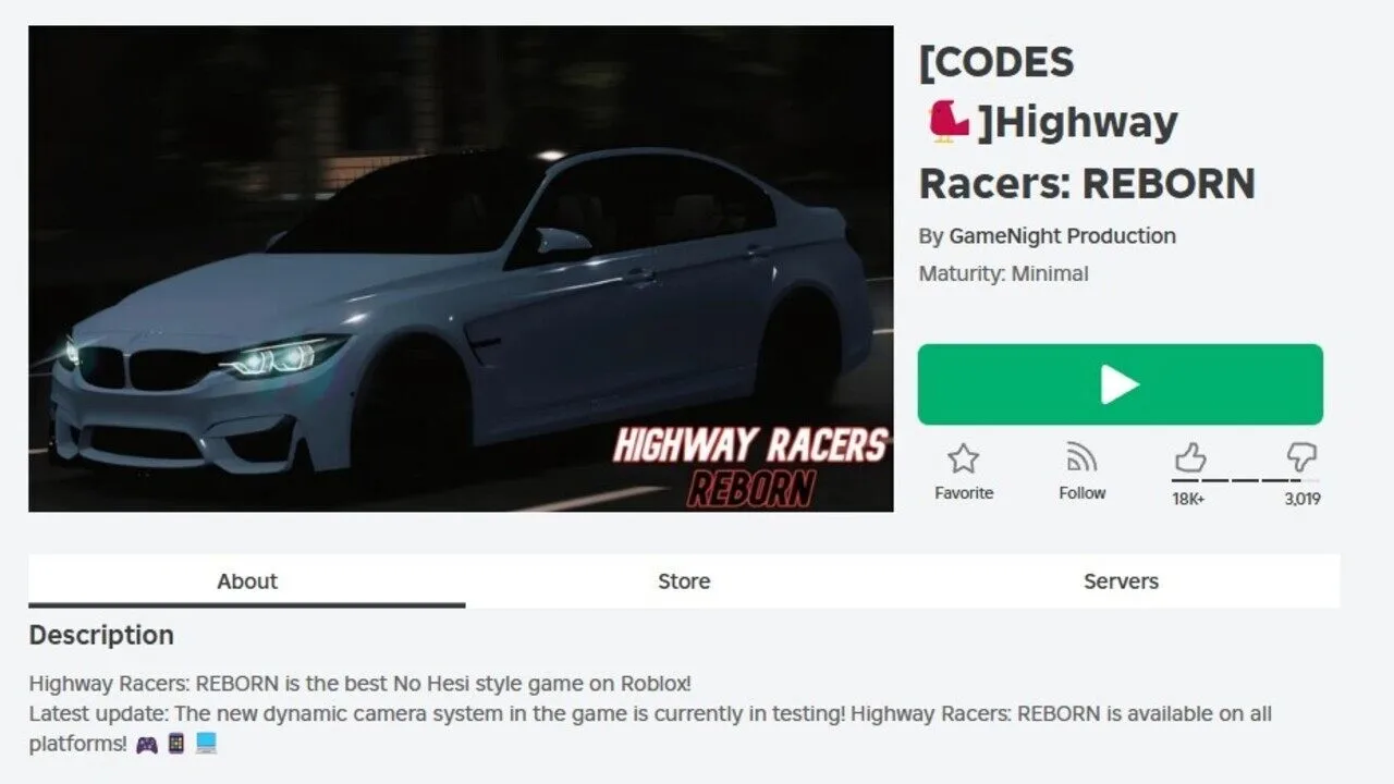 Einlösung aller Highway Racers REBORN-Codes