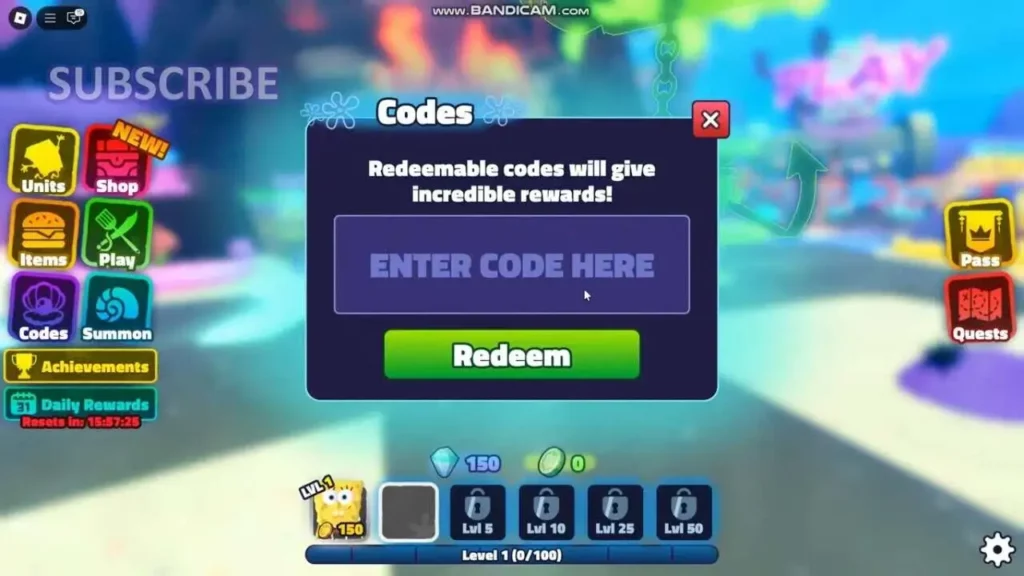 Einlösungsprozess der SpongeBob Tower Defense Codes 